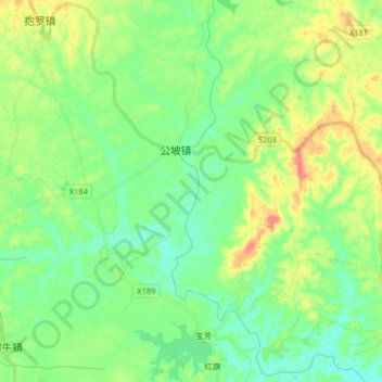 Mapa topográfico 文教河, altitude, relevo
