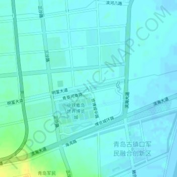 Mapa topográfico 青岛古镇口军民融合创新区, altitude, relevo