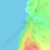 Mapa topográfico Praia Grande de Almograve, altitude, relevo