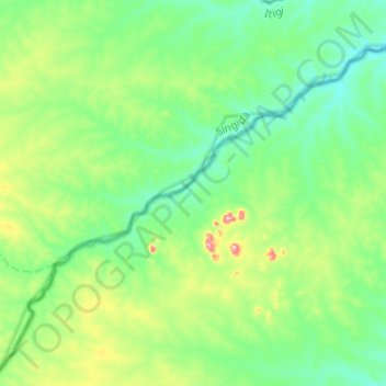 Mapa topográfico Myombe, altitude, relevo