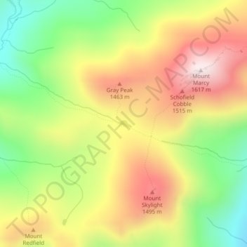 Mapa topográfico Lake Tear of the Clouds, altitude, relevo