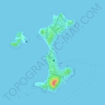 Mapa topográfico Ilha de Paquetá, altitude, relevo