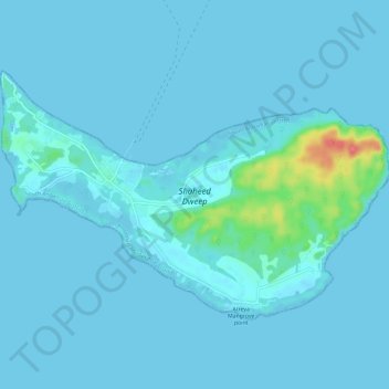 Mapa topográfico Neil Island, altitude, relevo