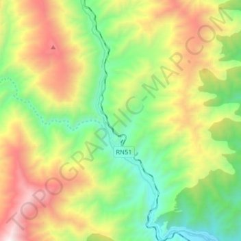 Mapa topográfico Río Toro, altitude, relevo