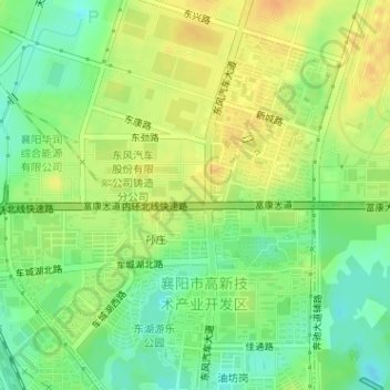 Mapa topográfico 高新区汉江国投运动公园, altitude, relevo