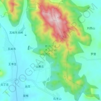 Mapa topográfico 滕州市莲青山省级地质公园, altitude, relevo