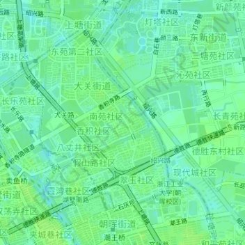 Mapa topográfico 大关街道, altitude, relevo