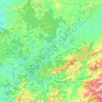 Mapa topográfico Rio Paraitinga, altitude, relevo
