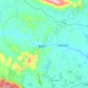 Mapa topográfico 陵水河, altitude, relevo