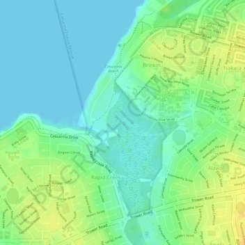 Mapa topográfico Rapid Creek, altitude, relevo