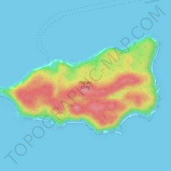 Mapa topográfico Isla del Caño, altitude, relevo