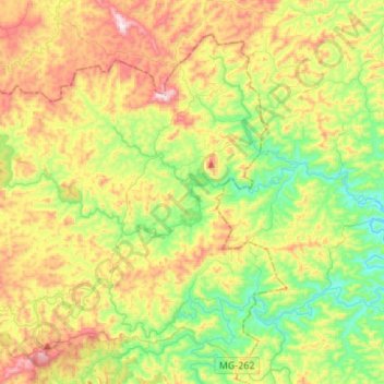 Mapa topográfico Rio Gualaxo do Norte, altitude, relevo