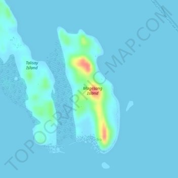 Mapa topográfico Magesang Island, altitude, relevo