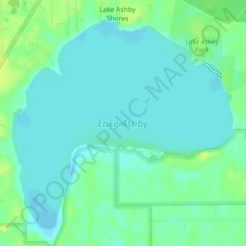Mapa topográfico Lake Ashby, altitude, relevo