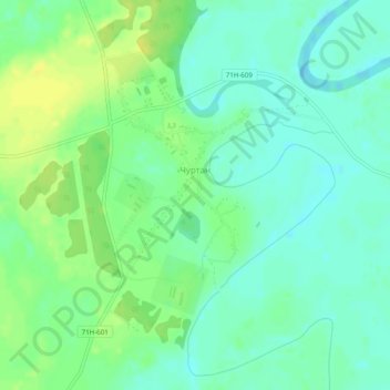 Mapa topográfico Чуртан, altitude, relevo