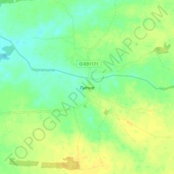 Mapa topográfico Липно, altitude, relevo