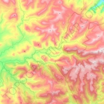 Mapa topográfico Rio Lava-tudo, altitude, relevo