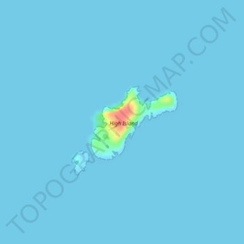 Mapa topográfico High Island, altitude, relevo