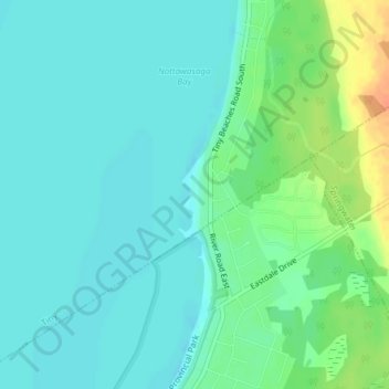 Mapa topográfico Allenwood Beach, altitude, relevo