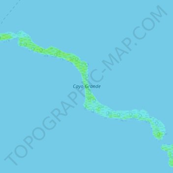 Mapa topográfico Cayo Grande, altitude, relevo