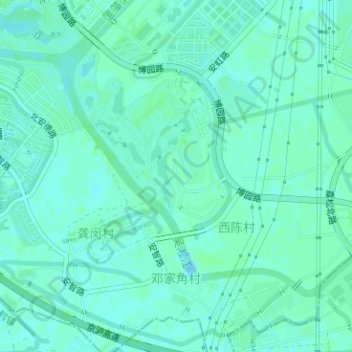 Mapa topográfico 吴淞江, altitude, relevo