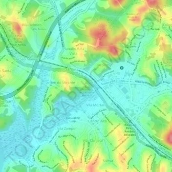 Mapa topográfico Mirante Santo Antônio, altitude, relevo