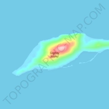 Mapa topográfico Sugbay Island, altitude, relevo