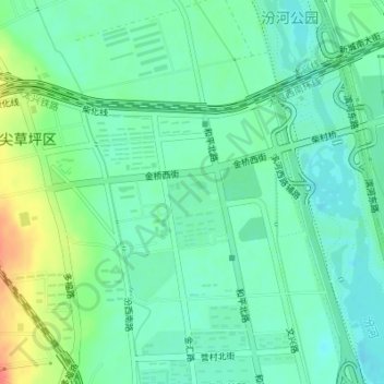 Mapa topográfico 金桥公园, altitude, relevo