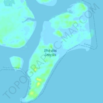 Mapa topográfico Ilha dos Lençóis, altitude, relevo