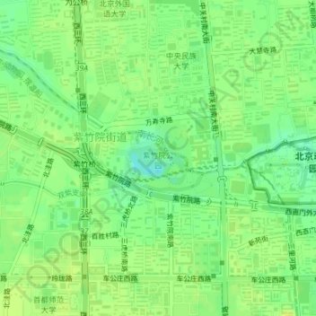 Mapa topográfico 紫竹院公园, altitude, relevo