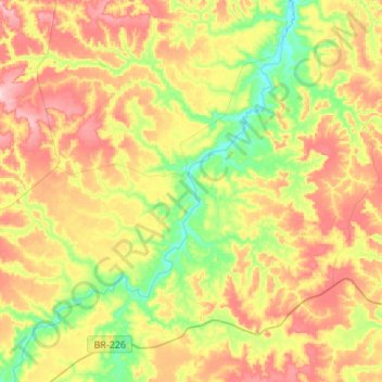 Mapa topográfico Rio Mearim, altitude, relevo