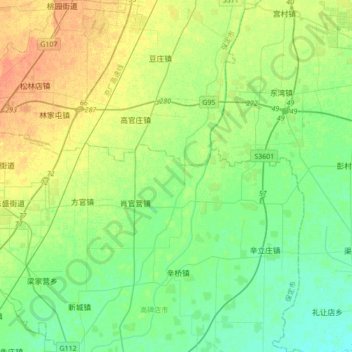 Mapa topográfico 仓尚河, altitude, relevo