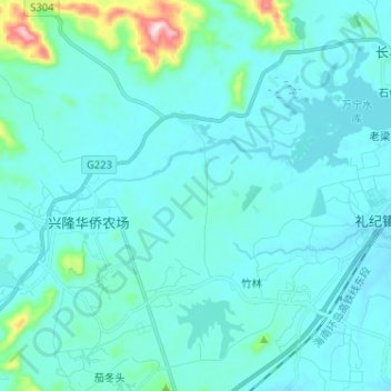 Mapa topográfico 太阳河, altitude, relevo