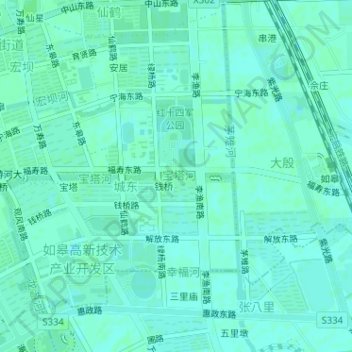 Mapa topográfico 宝塔河, altitude, relevo