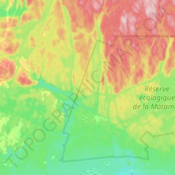 Mapa topográfico Rivière aux Rats Musqués, altitude, relevo