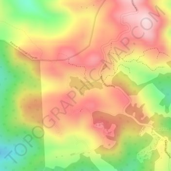 Mapa topográfico El Lago de Cerro Azul, altitude, relevo