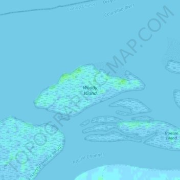 Mapa topográfico Woody Island, altitude, relevo