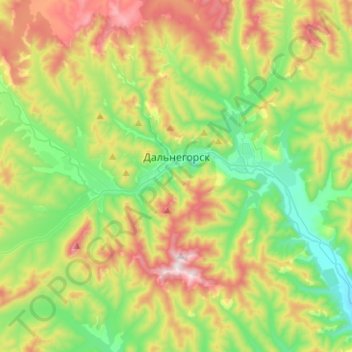 Mapa topográfico Dalnegorsk, altitude, relevo