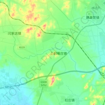 Mapa topográfico 凉水河, altitude, relevo