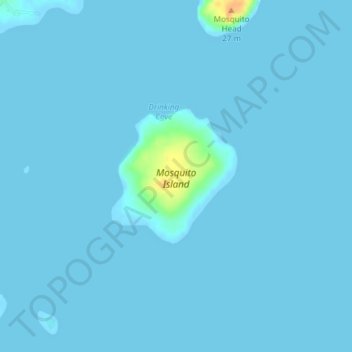 Mapa topográfico Mosquito Island, altitude, relevo
