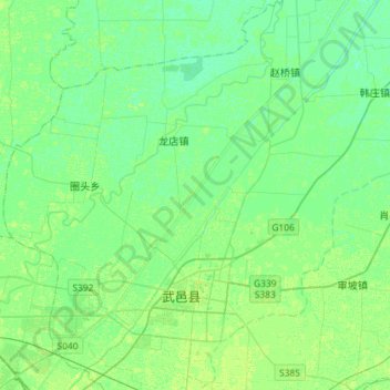 Mapa topográfico 滏阳新河, altitude, relevo