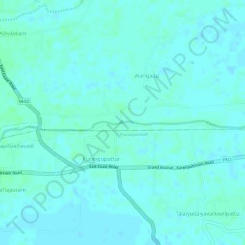 Mapa topográfico Cauvery, altitude, relevo