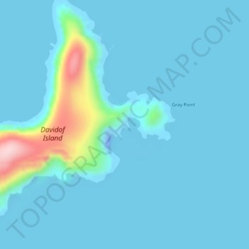 Mapa topográfico Davidof Island, altitude, relevo