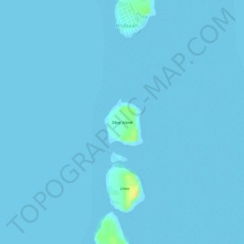 Mapa topográfico Sibay Island, altitude, relevo