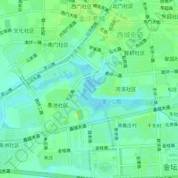 Mapa topográfico 金沙湖, altitude, relevo