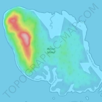 Mapa topográfico Wilson Island, altitude, relevo