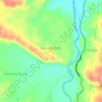 Mapa topográfico Lesung Batu, altitude, relevo