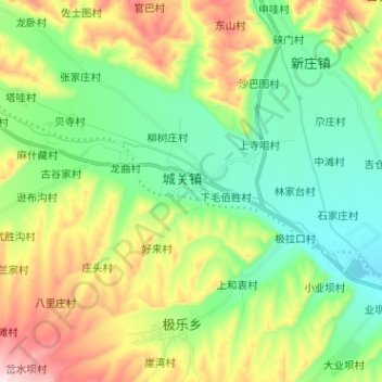 Mapa topográfico 黑林河, altitude, relevo