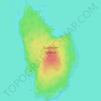 Mapa topográfico Summer Island, altitude, relevo