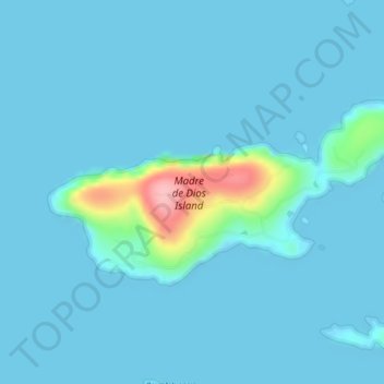 Mapa topográfico Madre de Dios Island, altitude, relevo